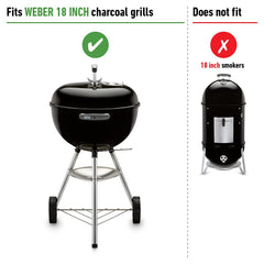 Weber curved handgrip hung on kettle handle demonstrating safe handling and storage