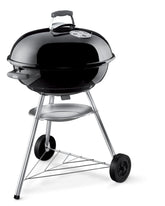 Weber Jumbo Joe front view showing compact grill and wheels for easy portability