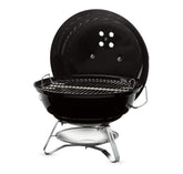 Weber Jumbo Joe front view showing compact kettle and travel-ready benefit