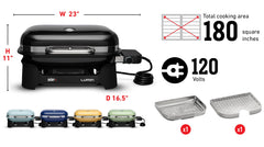 Weber Lumin grill surface with seared steak showing high-heat searing benefit