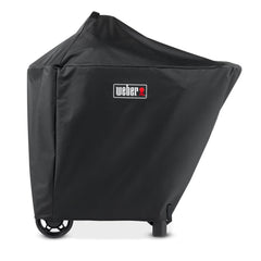 Weber cover front view protecting grill and cart, keeps grill clean