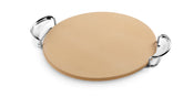 Weber pizza stone front view showing full stone and edge for even baking benefit