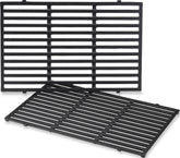 Weber front view of porcelain‑enameled cast‑iron grates showing fit and finish benefit