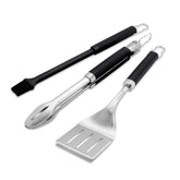 Weber three-piece tool set front view showing contents and storage benefit