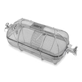 Weber stainless steel crisping basket front view showing durable build and secure fit