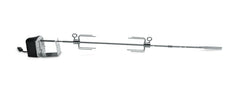 Weber rotisserie kit front assembled showing complete components and easy setup benefit