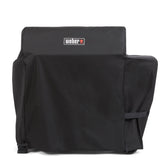 Weber Searwood 600 XL front view cover showing full fitted protection and clean look