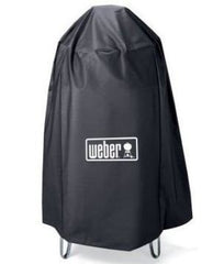 Weber front view of smoker cover protecting smoker from weather