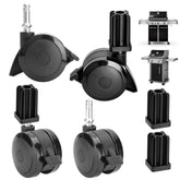 WEBROIL caster front view installed on a Weber grill showing easy replacement benefits
