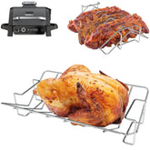 WEBROIL front view of rib rack showing robust stainless-steel build and stability