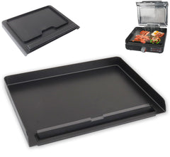 WEBROIL griddle front view showing full cooking surface and fit