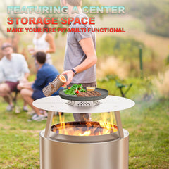 WEBROIL deflector on Solo Stove Yukon in use retaining and redirecting heat