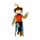 Wedfull scarecrow front view showing colorful outfit and friendly face benefit: instant porch charm