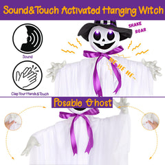 WeDoSoy ghost suspended from a tree demonstrating outdoor placement and surprise
