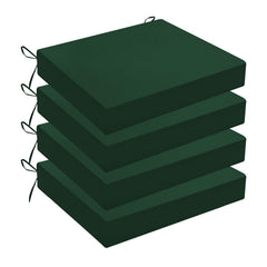 Wellsin front view showing four forest green cushions and neat corners for cohesive seating