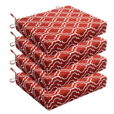 Wellsin front view of four trellis red cushions showing vibrant outdoor styling and comfort