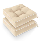 Wellsin front view of two beige cushions showing comfortable seating benefit