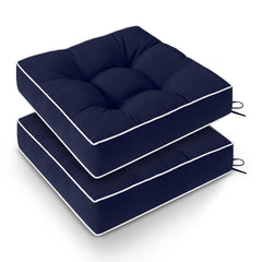 Wellsin front view navy cushions on chairs showing neat fit and comfort