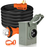 WELLUCK inlet box and 25ft cord front view showing secure hookup benefits