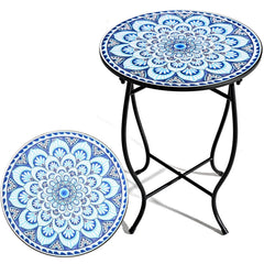 Weogot front view of round side table showing compact design and durable finish