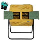 Werph 43 Gal front view showing yellow drum and sturdy frame for easy composting