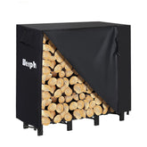 Werph 4ft rack front view showing neat stacked firewood and organized storage benefit
