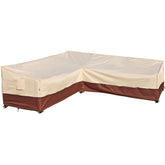 Westblue front view of V-shaped sectional cover protecting sofa from weather