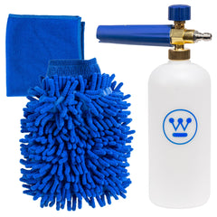 Westinghouse foam cannon front view showing bottle and quick-connect for easy attachment