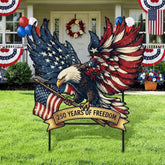 Weysat front view of eagle yard sign showing bold patriotic design and visibility