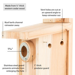 WHITEHORSE side detail displaying recessed floor and door to keep nest dry