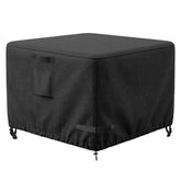 Widenyard front view of square fire pit cover protecting table