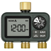 WILAWELS front view brass timer showing controls and benefits of durable outdoor automation