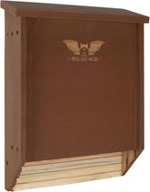 WildYard front view of BIGBATBOX bat house showing natural cedar and benefit of visible roost entrance
