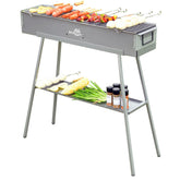 WILLBBQ front view of assembled portable charcoal grill showing durable build and portability