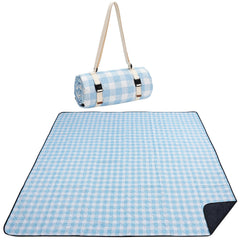 WILLOW WEAVE front view showing blue check pattern and large size for group comfort