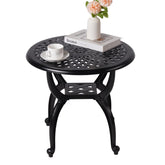WILOUNGE front view of round patio table shows compact, elegant design and durability
