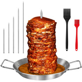 WINDESK assembled al pastor skewer front view showing stable vertical roasting benefit