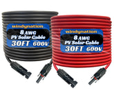 WindyNation 8 AWG front packaging showing cable pair and connectors for easy identification and safety
