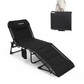 WKFAMOUT front view of folded lounge chair showing portability and compact storage