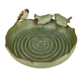 Wkyqes front view sage ceramic bird bath bowl attracting birds