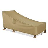 WLEAFJ front view of cover protecting chaise lounge, shows full-fit protection