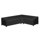WLEAFJ front view of right-facing L-shaped cover protecting sofa outdoors