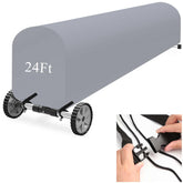 Woanger front view of gray reel cover showing weatherproof protection