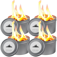 WOEHOL front packaging showing four compact campfires, clear travel benefit