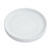 Woiida front view of ceramic saucer showing matte white elegance and floor protection