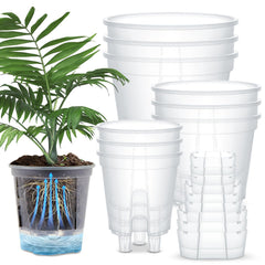 Wonderjune front view of 9-pack clear pots showing organized set and easy start
