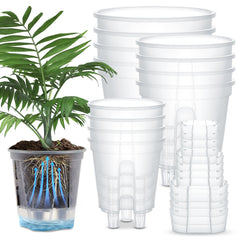 Wonderjune front view of 12-pack set showing clear pots and labels, simplifies plant care