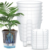 Wonderjune front view showing six clear self watering pots and practical set benefit