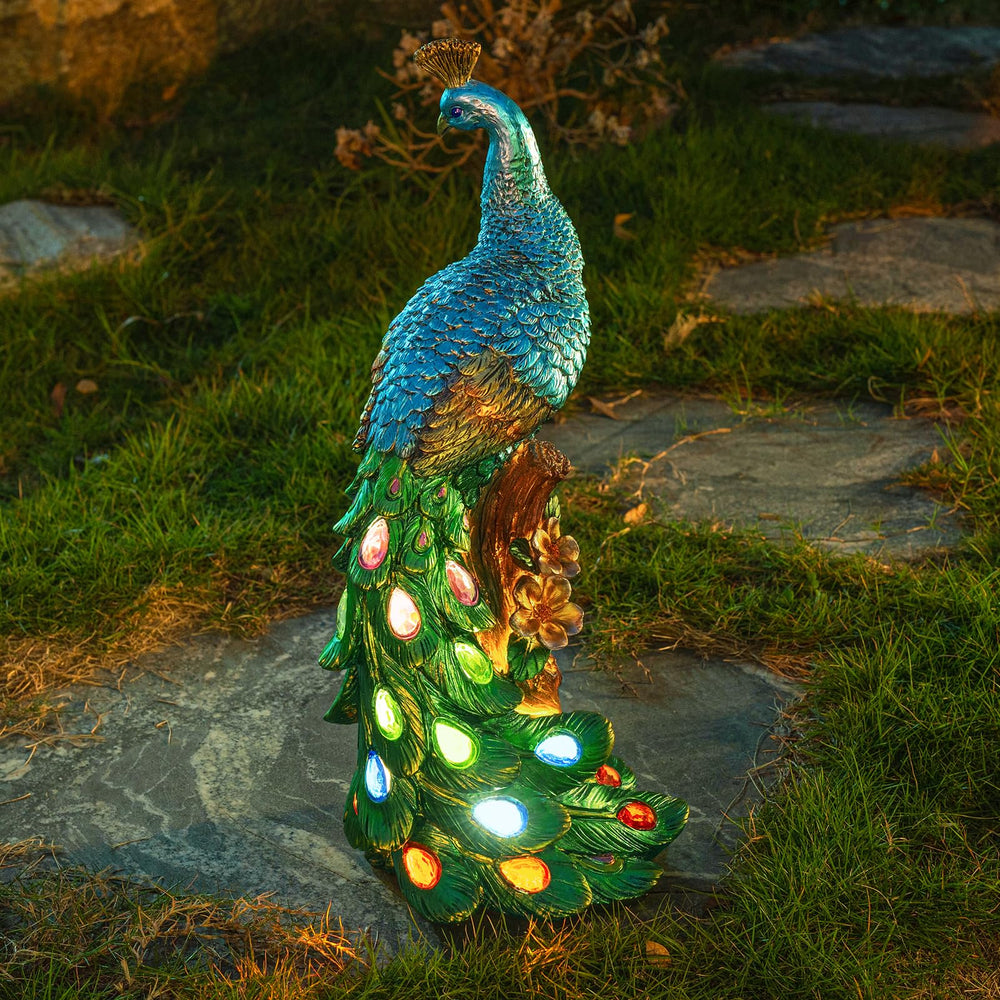WONDHOME peacock statue front view showing elegant pose and durable finish