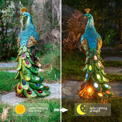 WONDHOME solar panel on peacock statue top for sunlight charging convenience